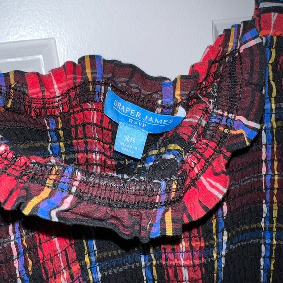 Draper James RSVP Red Christmas Holiday Plaid Smocked Long Sleeve Midi Dress XS - Picture 3 of 3